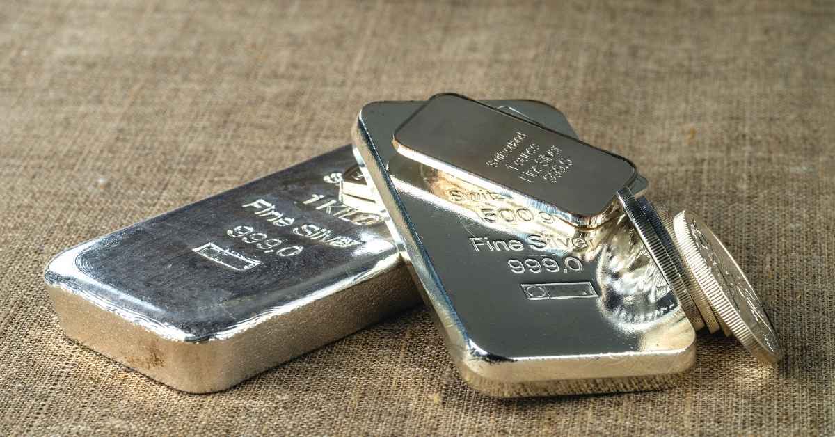 Silver bars and coins